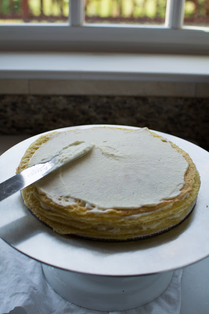 making einkorn crepe cake 2