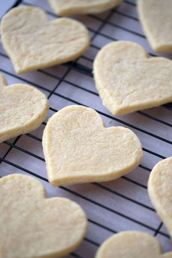 soft and chewy sugar cookies on a cooking rack